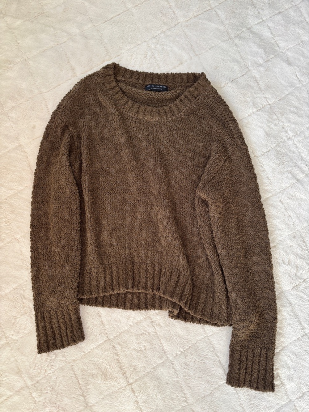 Chocolate Brown Plush Crewneck Sweater